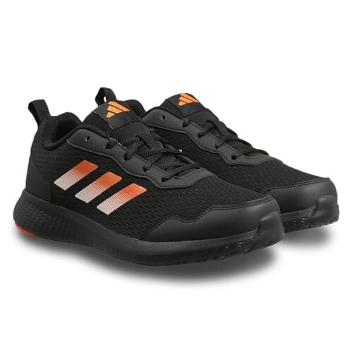 adidas orange black shoes. bold three-stripe design, lightweight cushioned midsole, breathable mesh upper, and durable rubber outsole – ideal for running, training, gym, and casual wear."