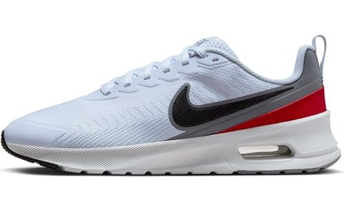 nike red white shoes. with breathable mesh upper and cushioned sole for men