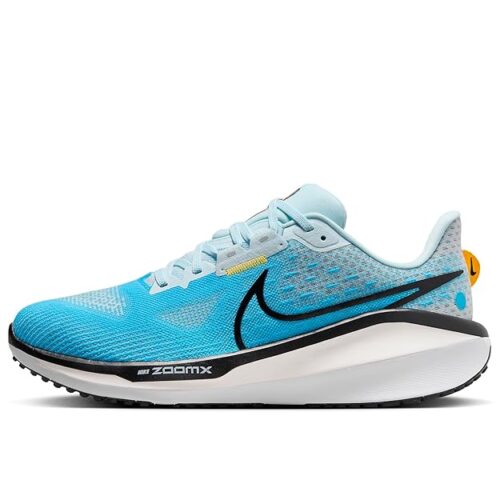 nike blue shoes featuring Air Zoom cushioning and breathable Flyknit upper for all-day comfort.