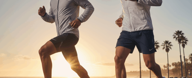 best nike sports shoes. Two men in modern street fashion walk confidently in an urban area. One wears a denim jacket and white sneakers,